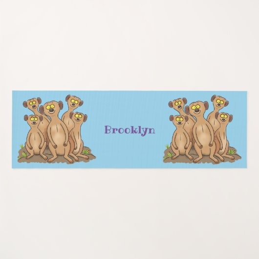 Funny meerkat cartoon illustratie yogamat (Voorkant (horizontaal))