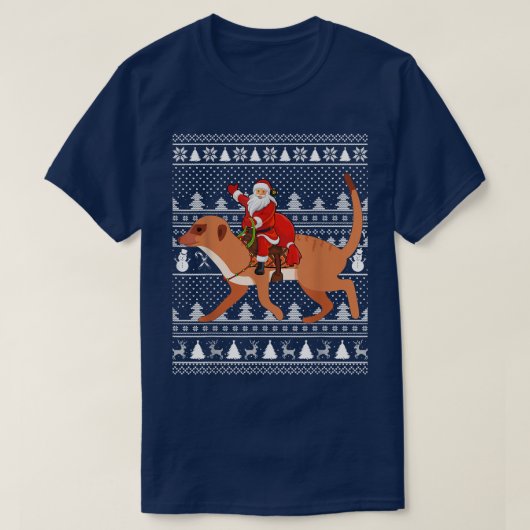 Funny Meerkat Lover Santa Riding Meerkat Ugly Chri T-shirt (Design voorkant)