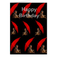 Funny Meerkat zit onder paraplu, Birthday Kaart