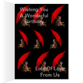 Funny Meerkat zit onder paraplu, Birthday Kaart (Binnen (Rechts))