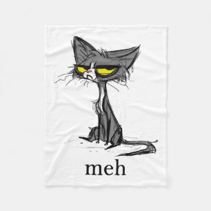 Funny Meh Cat Gift for Cat Lovers Fleece Deken