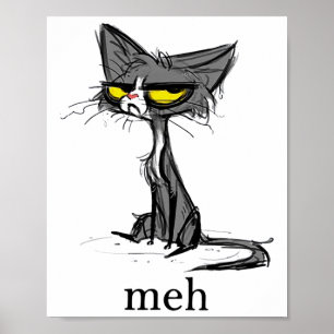 Funny Meh Cat Gift for Cat Lovers Poster