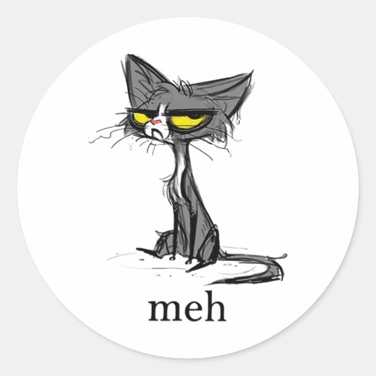Funny Meh Cat Gift for Cat Lovers Ronde Sticker (Voorkant)