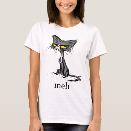 Funny Meh Cat Gift for Cat Lovers T-shirt (Voorkant)