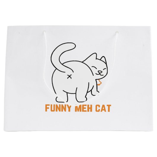 Funny Meh Cat Groot Cadeauzakje (Voorkant)