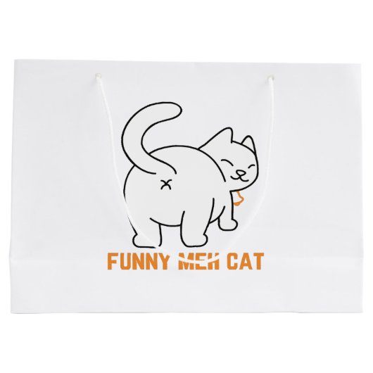 Funny Meh Cat Groot Cadeauzakje (Achterkant)