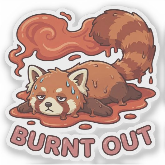 Funny Melting Red Panda Burnt Out Sticker | Cute (Voorkant)