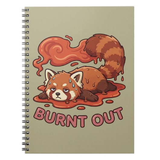 Funny Melting Red Panda Burnt Out Sticker | Cute Notitieboek (Voorkant)