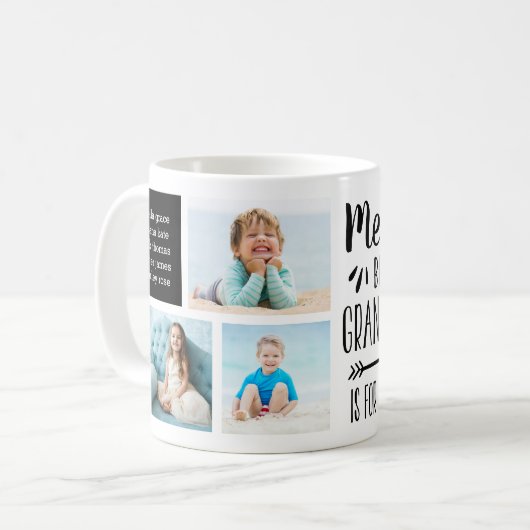 Funny Memaw Grandchildren Names & Photo Collage Koffiemok (Voorkant links)