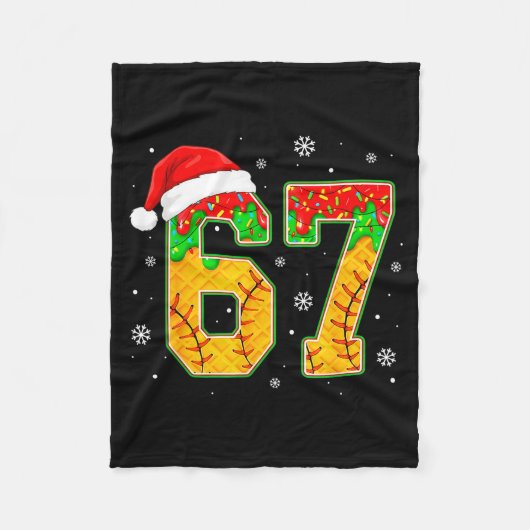 Funny Meme 67 Christmas Baseball Ice Cream Men Boy Fleece Deken (Voorkant)