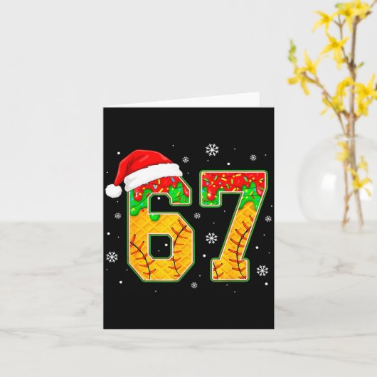 Funny Meme 67 Christmas Baseball Ice Cream Men Boy Kaart (Gele Bloem)