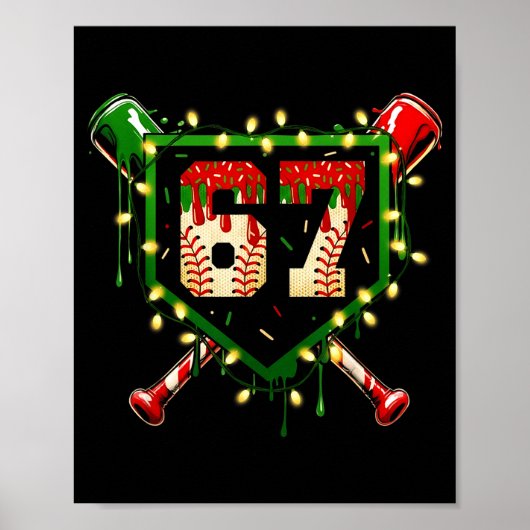 Funny Meme 67 Christmas Baseball Ice Cream Men Boy Poster (Voorkant)