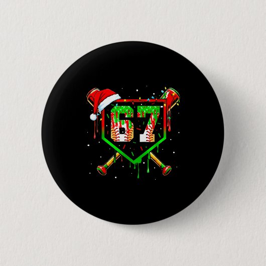 Funny Meme 67 Christmas Baseball Ice Cream Men Boy Ronde Button 5,7 Cm (Voorkant)