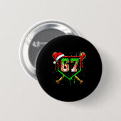 Funny Meme 67 Christmas Baseball Ice Cream Men Boy Ronde Button 5,7 Cm (Voorkant /achterkant)