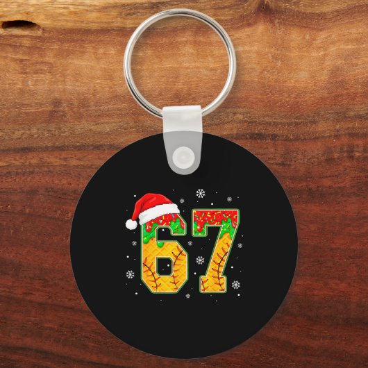 Funny Meme 67 Christmas Baseball Ice Cream Men Boy Sleutelhanger (Voorkant)
