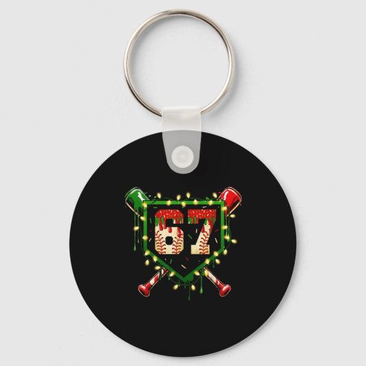 Funny Meme 67 Christmas Baseball Ice Cream Men Boy Sleutelhanger (Voorkant)
