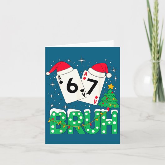 Funny Meme 6 7 Festive Ker Bruh Christmas Tree San Kaart (Voorkant)