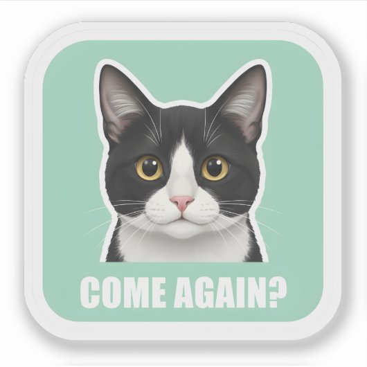Funny Meme Cat – “Come Again?” Sassy Cat Reaction, Sticker (Voorkant)