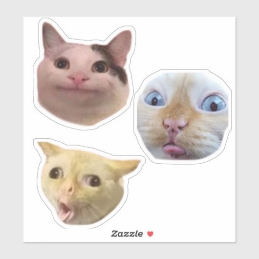 Funny Meme Cat Face Sticker (Vel)