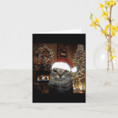 Funny Meme Cat Taking A Selfie Christmas Xmas Ligh Kaart (Gele Bloem)