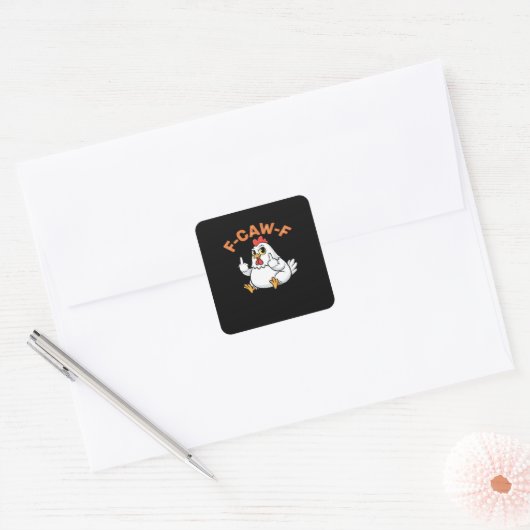 Funny Meme F-Caw-F Chicken Vierkante Sticker (Envelop)