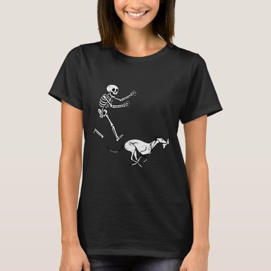 Funny Meme Greyhound Running Skeleton Halloween  T-shirt (Voorkant)