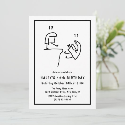 Funny Meme Humor Eenvoudig Zwart Wit 12e Verjaarda Kaart (Staand voorkant)