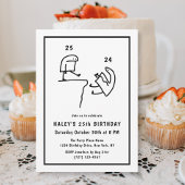 Funny Meme Humor Eenvoudig Zwart Wit 25e Verjaarda Kaart