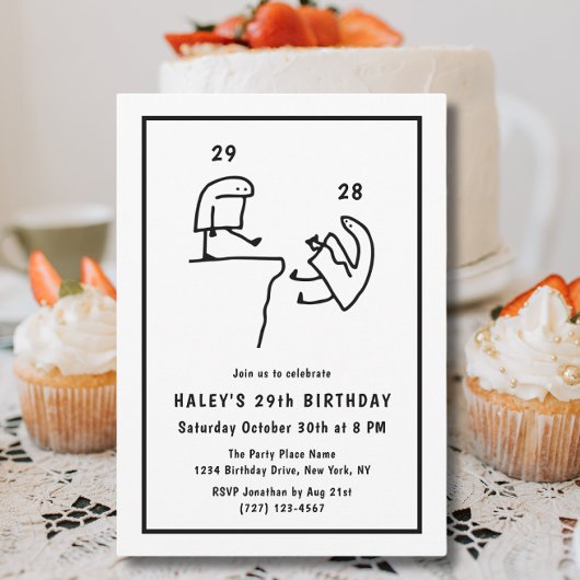 Funny Meme Humor Eenvoudig Zwart Wit 29e Verjaarda Kaart