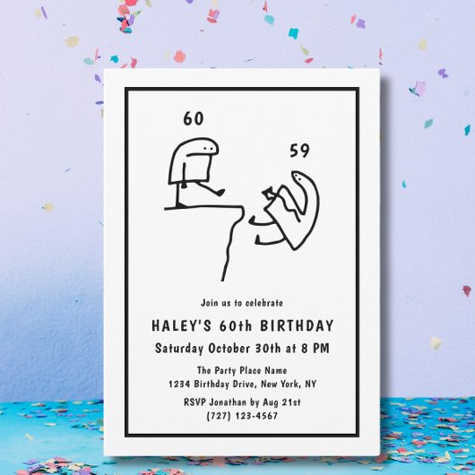 Funny Meme Humor Eenvoudig Zwart Wit 60ste Verjaar Kaart