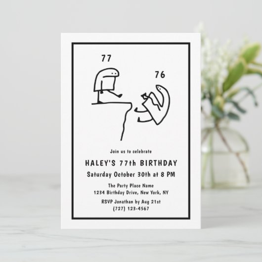 Funny Meme Humor Eenvoudig Zwart Wit 77e Verjaarda Kaart (Staand voorkant)