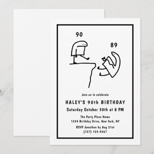 Funny Meme Humor Eenvoudig Zwart Wit 90ste Verjaar Kaart (Voorkant / Achterkant)