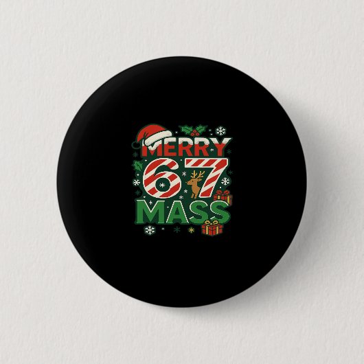 Funny Meme Merry 67 M Candy Cane Christmas Numbers Ronde Button 5,7 Cm (Voorkant)