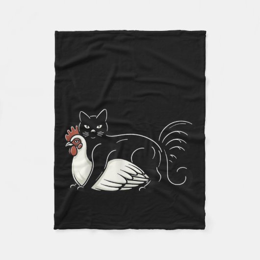  Funny Meme Schattige Kitty Cat en Chicken Wat Fleece Deken (Voorkant)