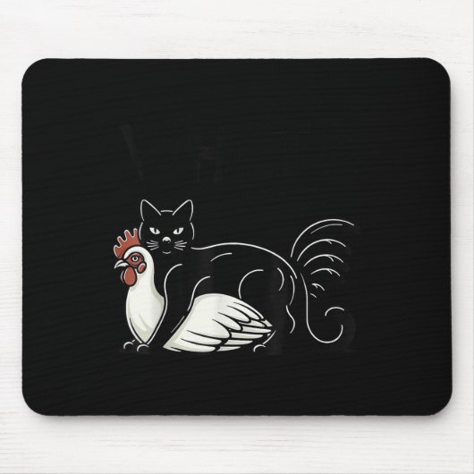 Funny Meme Schattige Kitty Cat en Chicken Wat Muismat (Voorkant)