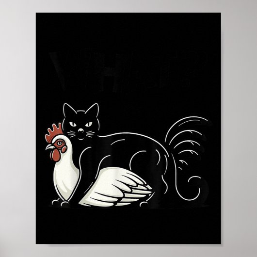  Funny Meme Schattige Kitty Cat en Chicken Wat Poster (Voorkant)