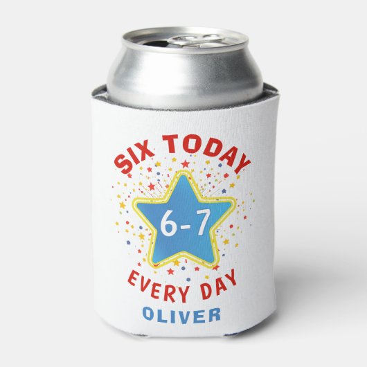 Funny Meme Six Today 6-7 Every Day Birthday Kid's  Blikjeskoeler (Blikje Voorkant)