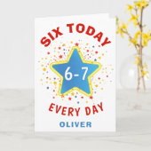 Funny Meme Six Today 6-7 Every Day Birthday Kid's  Kaart (Gele Bloem)