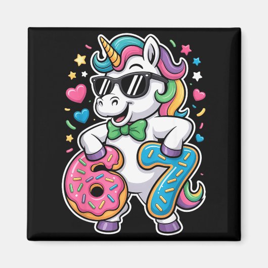Funny Meme Unicorn Girls Kids Six Seven 6-7 Brainr Magneet (Voorkant)