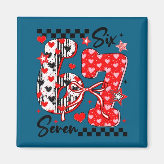 Funny Meme Valentine Six Seven 67 Valentines Heart Magneet (Voorkant)