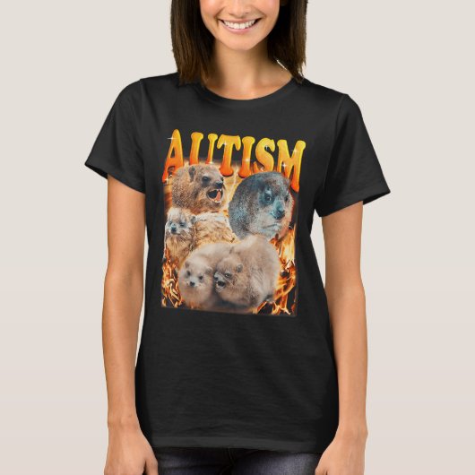 Funny Meme Woodchucks Groundhogs Autistic Autism A T-shirt (Voorkant)