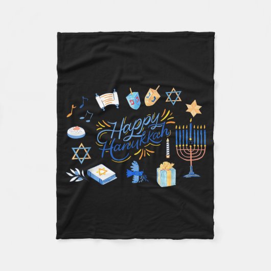 Funny Menorah Hanukkah 2025 Meowzel Chanukah Jewis Fleece Deken (Voorkant)