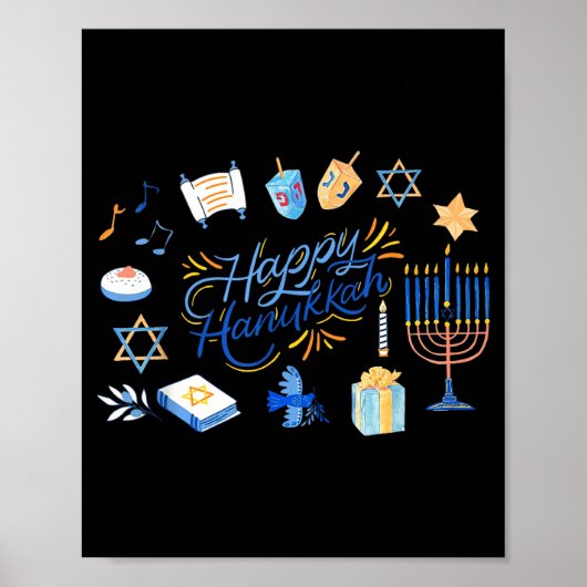 Funny Menorah Hanukkah 2025 Meowzel Chanukah Jewis Poster (Voorkant)