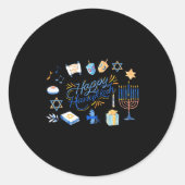 Funny Menorah Hanukkah 2025 Meowzel Chanukah Jewis Ronde Sticker (Voorkant)