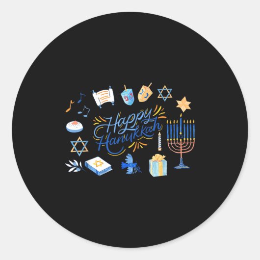 Funny Menorah Hanukkah 2025 Meowzel Chanukah Jewis Ronde Sticker (Voorkant)