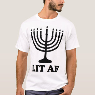 Funny menorah Hanukkah chanukah verlicht af vakant T-shirt