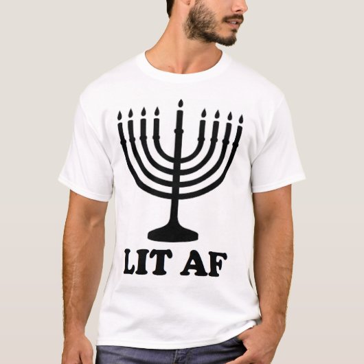 Funny menorah Hanukkah chanukah verlicht af vakant T-shirt (Voorkant)