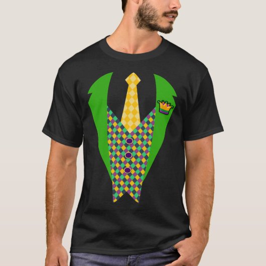 Funny Men's Mardi Gras Shirt Tuxedo Costume For Fa (Voorkant)