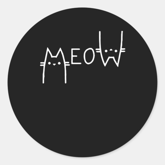 Funny Meow Cat Lover Cat Cute Meow Cat Ronde Sticker (Voorkant)