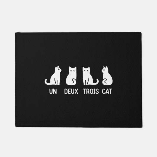 Funny Meow Kat Un Deux Trois Cat Funny Black Cat Deurmat (Voorkant)
